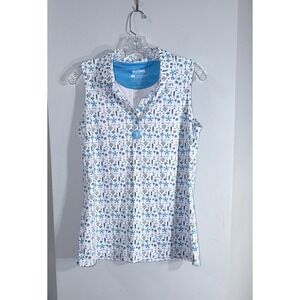Bogey Bros exclusively fans sleeveless white blue various fans polo medium